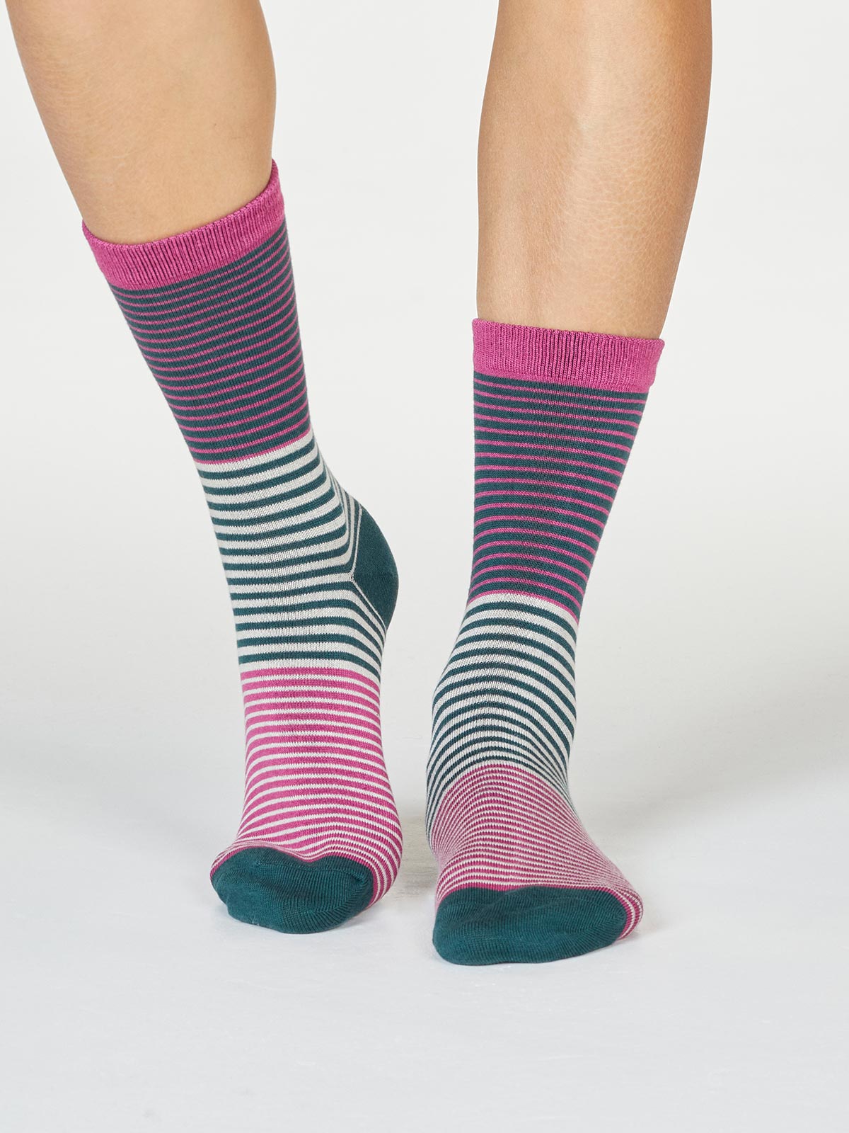 Bamboo & Organic Cotton Socks Stripes Violet Pink Ladies 4-7