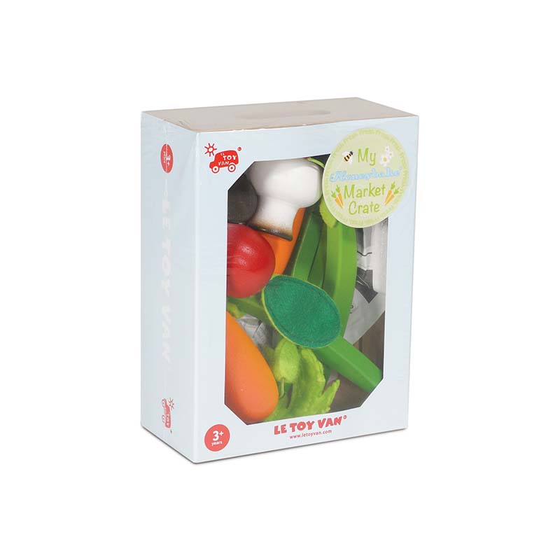 Wooden Toy Market Crate - Vegetables 'Five a Day' Packaging