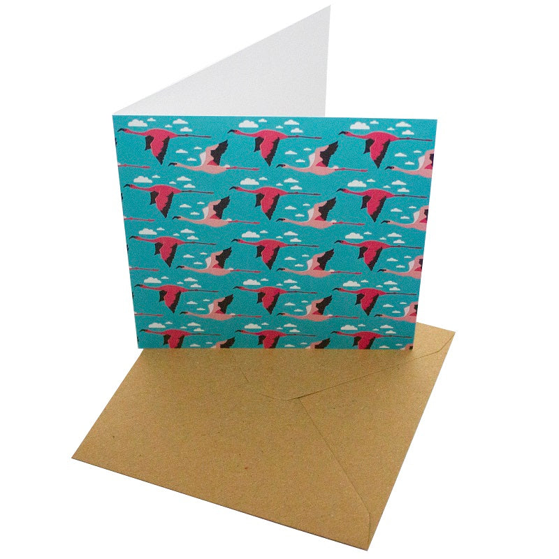 recycled greeting card flamingos
