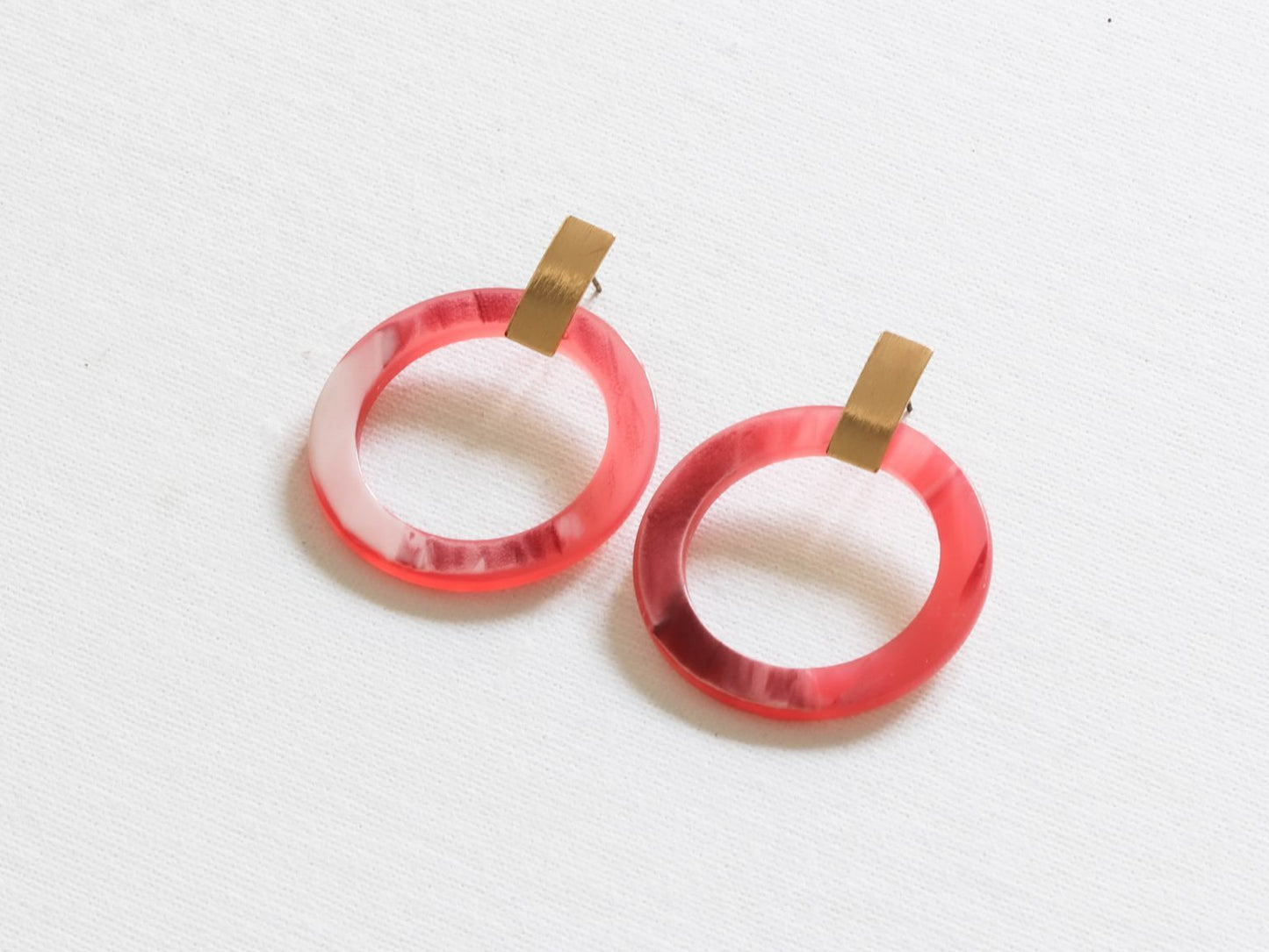 Faux Horn Recycled Resin Earrings Pink