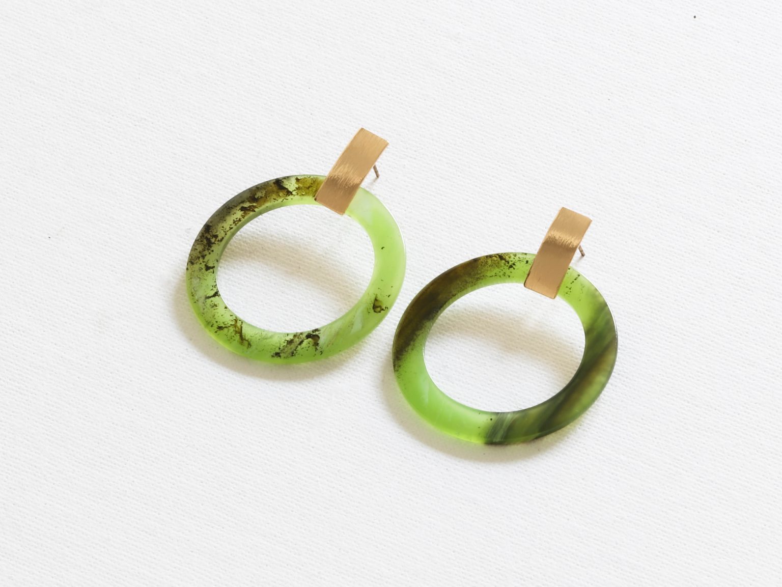 Faux Horn Recycled Resin Earrings Green