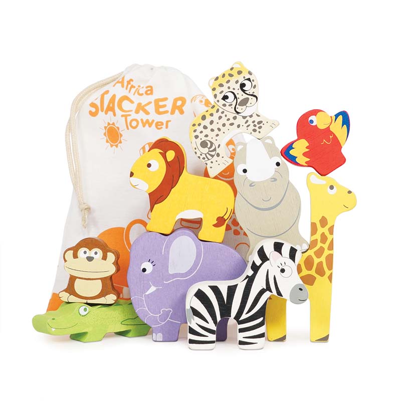 Wooden Africa Stacking Toy with Bag