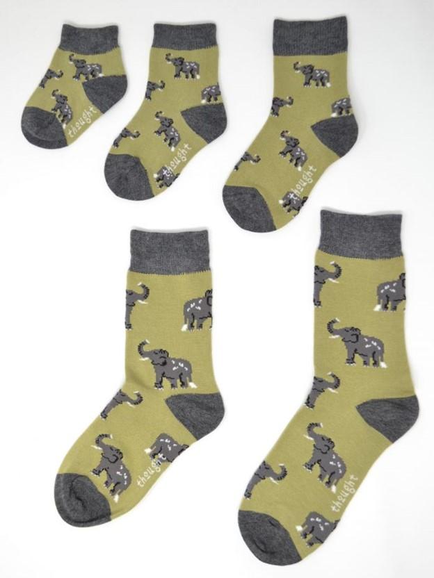 4 Pairs of Bamboo & Organic Cotton Zoo Animal Children's Socks elephants all sizes