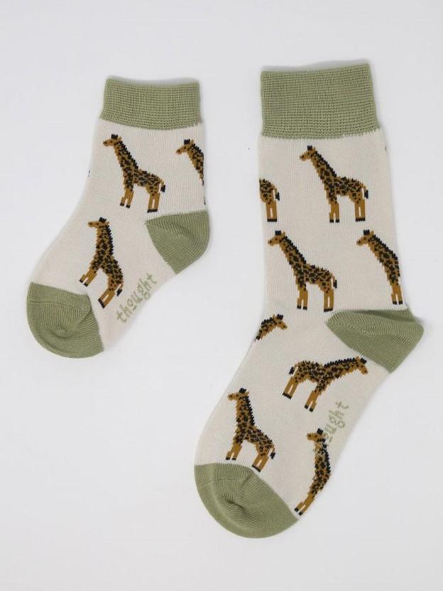 4 Pairs of Bamboo & Organic Cotton Zoo Animal Children's Socks Giraffe