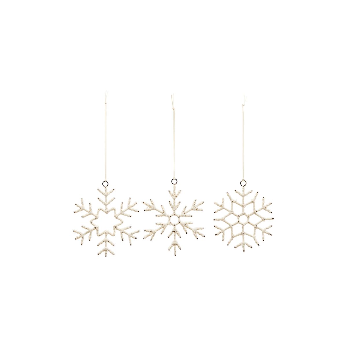 Set of 3 Cotton Christmas Snowflake Ornaments