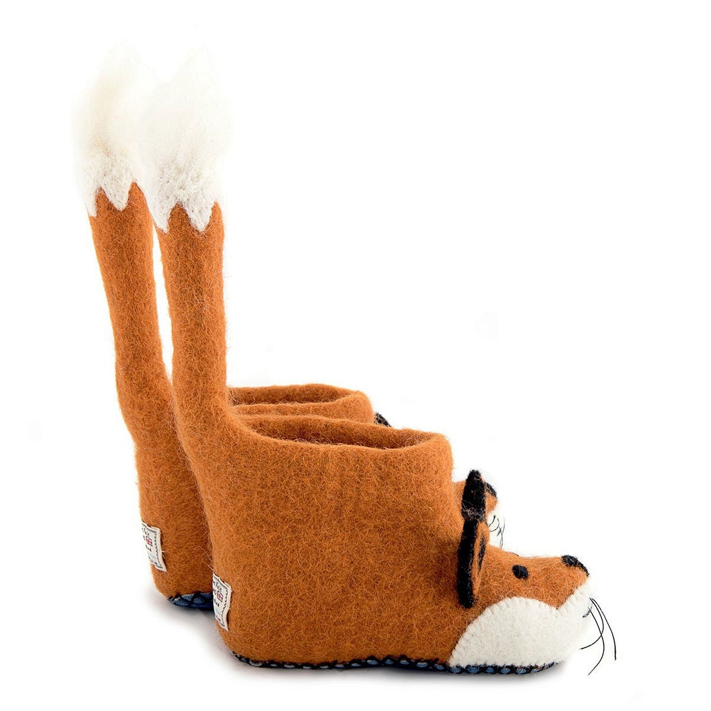 Fairtrade Felt Children Fox Slippers Side