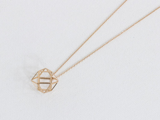 Necklace with Caged Pendant Gold