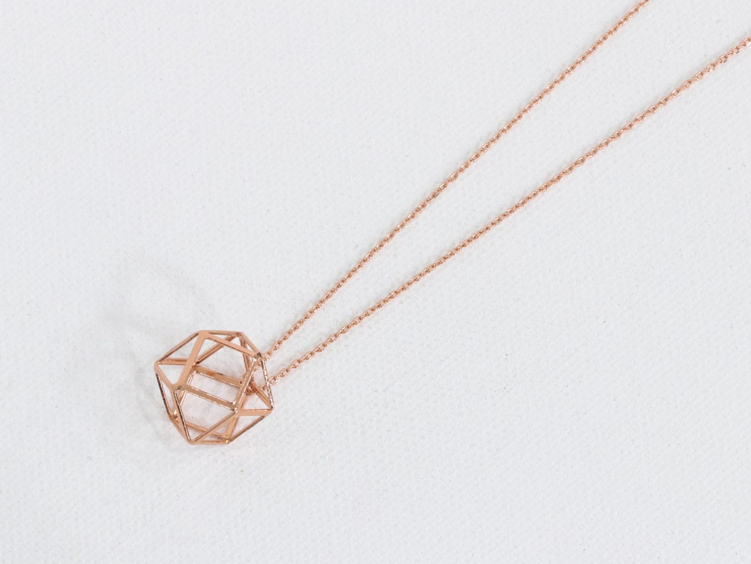 Necklace with Caged Pendant Rose Gold
