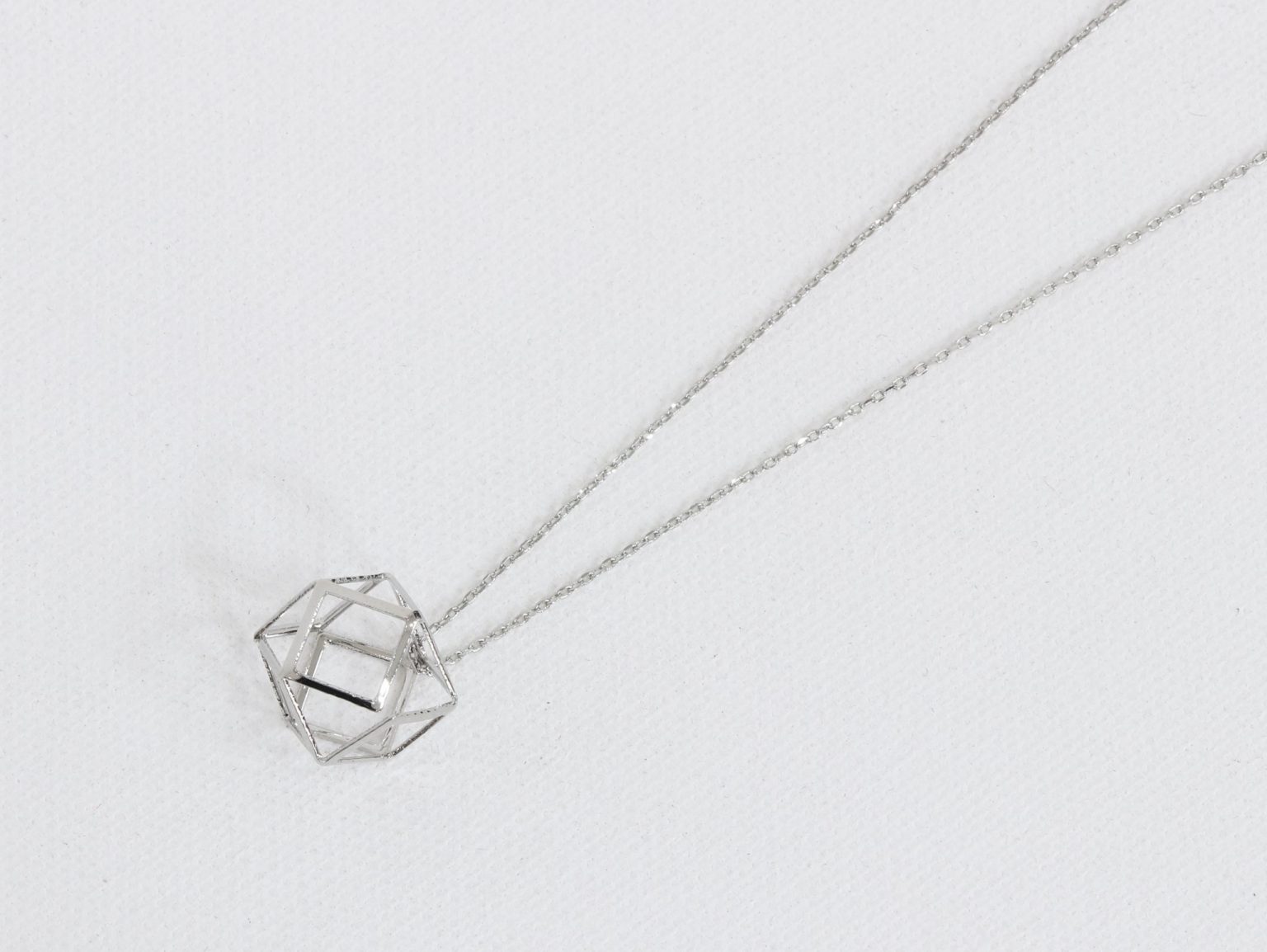 Necklace with Caged Pendant Silver