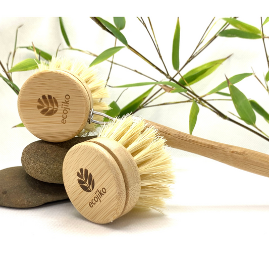 Long Handled Bamboo Dish Brush & Replaceable Head
