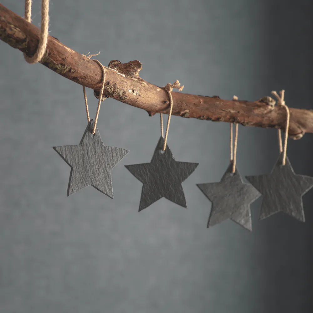 Set of 4 Slate Hanging Stars