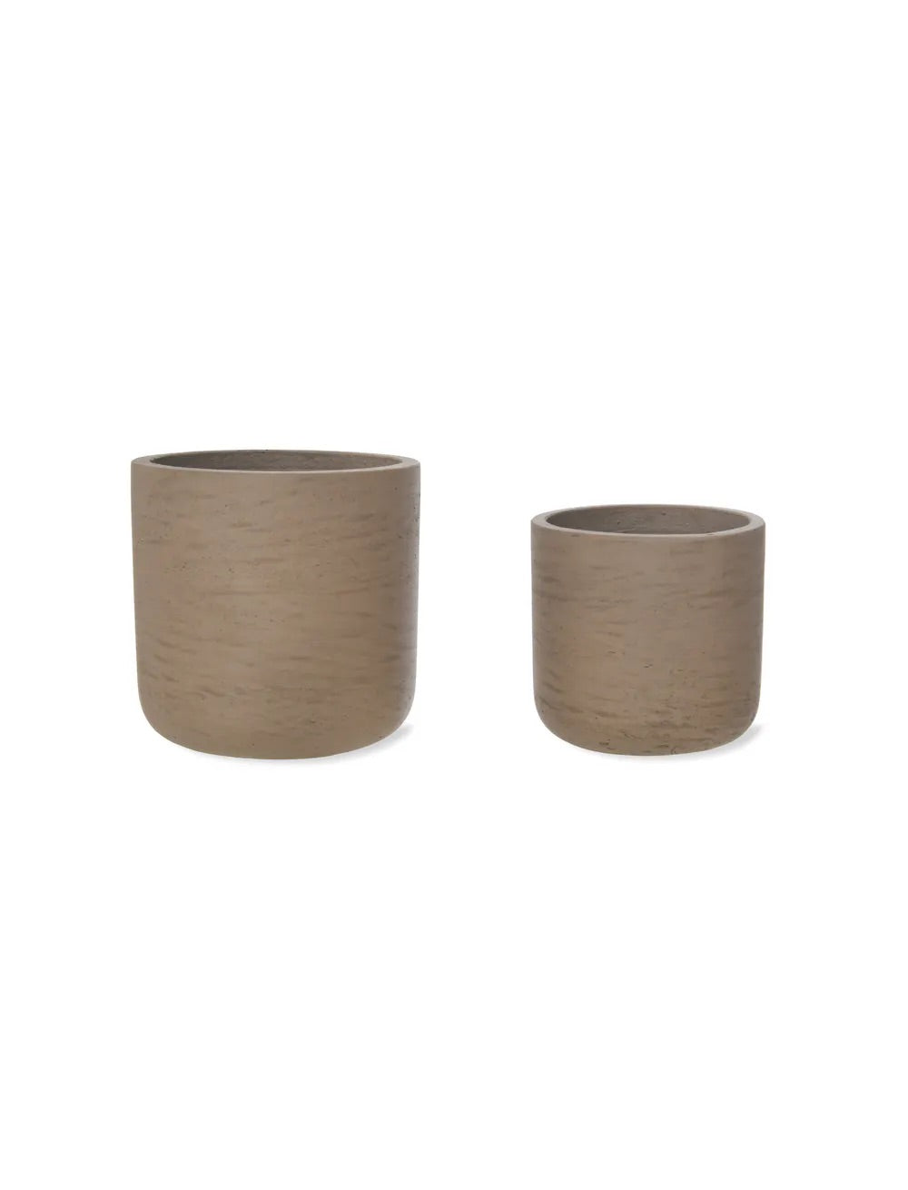 Set of 2 Cement Plant Pots in Warm Stone focus