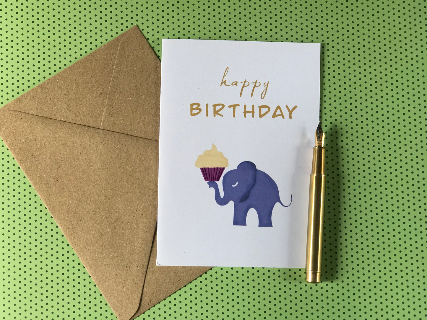 Baby Elephant Birthday Card on Recycled Paper