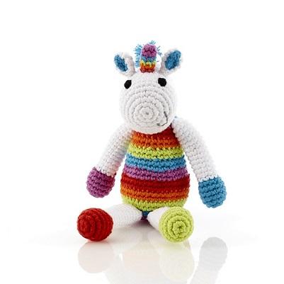 Crochet Unicorn Baby Rattle Rainbow