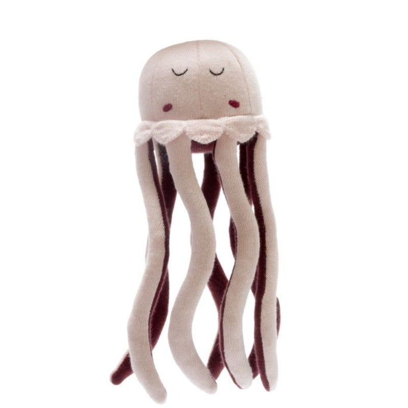 Knitted Organic Cotton Baby Pink Jellyfish Soft Toy