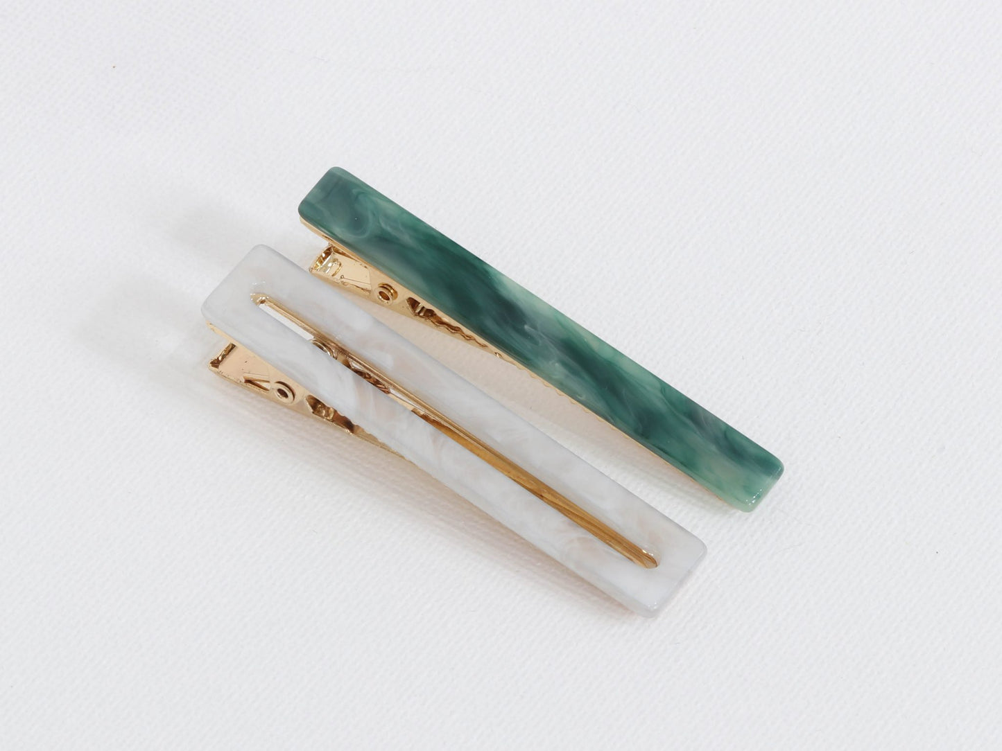 Matte Recycled Resin Hairclips Petra Set of 2 Green