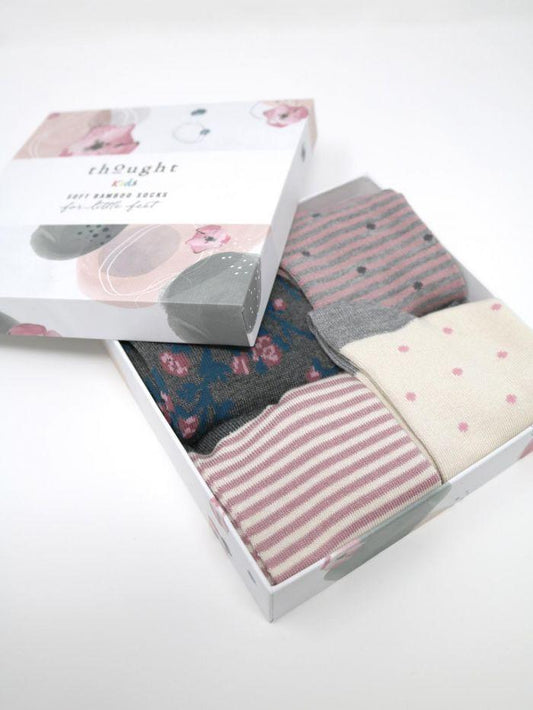 4 Pairs of Bamboo & Organic Cotton Children's Socks in Gift Box